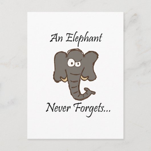 Elephants vergeten nooit briefkaart (Voorkant)