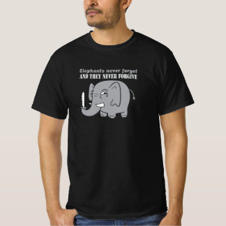 Elephants vergeten nooit t-shirt