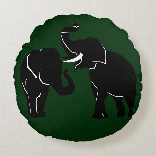 Elephants voor aangepaste kleuren rondom loods rond kussen (Voorkant)