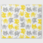 Elephants voor Cute Yellow en Grey Baby Wrapping P Cadeaupapier (Vlak)
