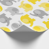 Elephants voor Cute Yellow en Grey Baby Wrapping P Cadeaupapier (Hoek)