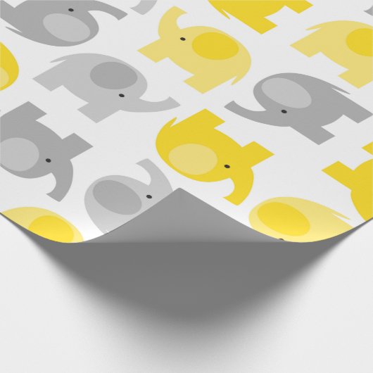 Elephants voor Cute Yellow en Grey Baby Wrapping P Cadeaupapier (Hoek)