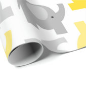 Elephants voor Cute Yellow en Grey Baby Wrapping P Cadeaupapier (Rol Hoek)