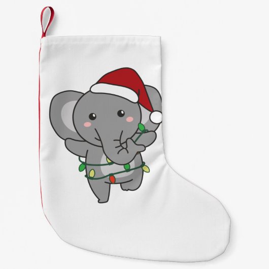 Elephants voor kerstwinterdieren kleine kerstsok (Voorkant)
