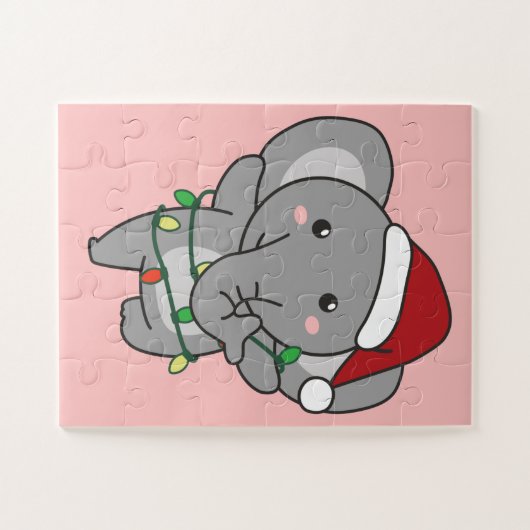Elephants voor kerstwinterdieren legpuzzel (Horizontaal)
