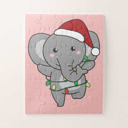 Elephants voor kerstwinterdieren legpuzzel (Verticaal)