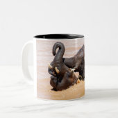 Elephants-waterwereld Tweekleurige Koffiemok (Voorkant links)