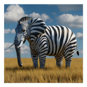 Elephant's Zebra Disguise Glossy Perfect Poster