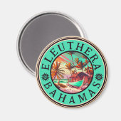 Eleuthera Bahamas Retro Sunset Travel Souvenir 60s Magneet (Voorkant / Achterkant)