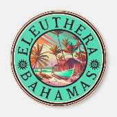 Eleuthera Bahamas Retro Sunset Travel Souvenir 60s Magneet (Voorkant)