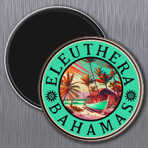 Eleuthera Bahamas Retro Sunset Travel Souvenir 60s Magneet