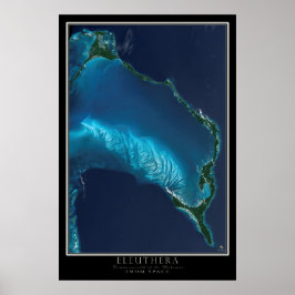 Eleuthera Bahama's van ruimtesatellietkaart Poster