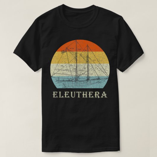Eleuthera Bahamas Zeilboot  Retro Vakantie T-shirt (Design voorkant)