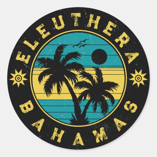 Eleuthera Island Bahama's Palmboom Souvenirs Ronde Sticker (Voorkant)