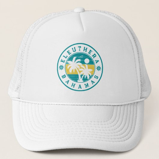 Eleuthera Island Bahama's Palmboom Souvenirs Trucker Pet (Voorkant)