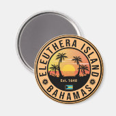 Eleuthera Island Bahamas Retro Sunset Souvenirs Magneet (Voorkant / Achterkant)