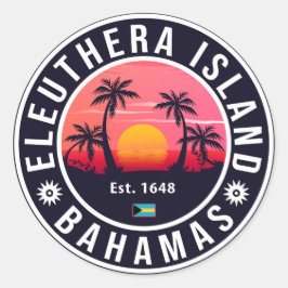 Eleuthera Island Bahamas Retro Sunset Souvenirs Ronde Sticker