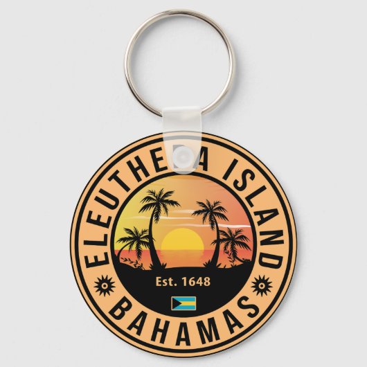 Eleuthera Island Bahamas Retro Sunset Souvenirs Sleutelhanger (Voorkant)