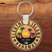 Eleuthera Island Bahamas Retro Sunset Souvenirs Sleutelhanger (Voorkant)