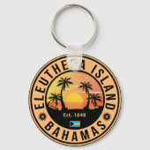 Eleuthera Island Bahamas Retro Sunset Souvenirs Sleutelhanger (Achterkant)