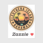 Eleuthera Island Bahamas Retro Sunset Souvenirs Sticker (Vel)