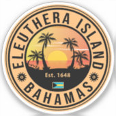 Eleuthera Island Bahamas Retro Sunset Souvenirs Sticker (Voorkant)