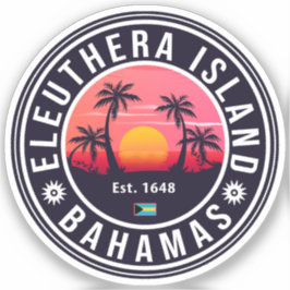 Eleuthera Island Bahamas Retro Sunset Souvenirs Sticker