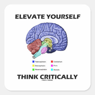 Elevate jezelf denk kritisch over brainy Advice Vierkante Sticker
