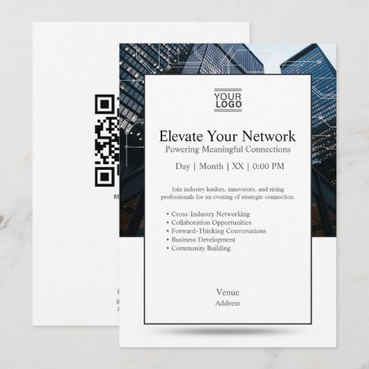 Elevate Your Network Invition Template Kaart (Voorkant / Achterkant)