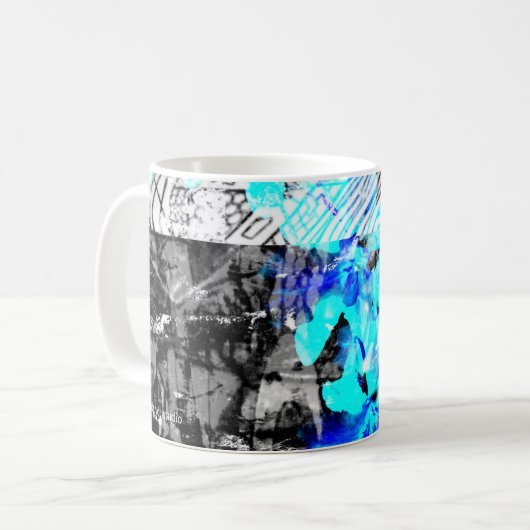 "Elevated Focus" coffee mug abstract art by Duvall Koffiemok (Voorkant links)