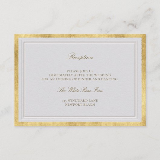 Elevated Ivory Gold Wedding Formal Reception Informatiekaartje (Voorkant)