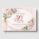 Elevated Rose Gold Botanical 50th Birthday   Gastenboek (Voorkant)