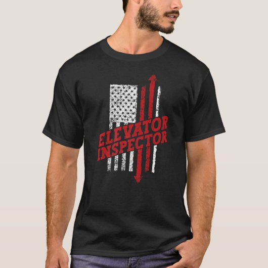 Elevator Inspector Technician US American Flag Dis T-shirt (Voorkant)