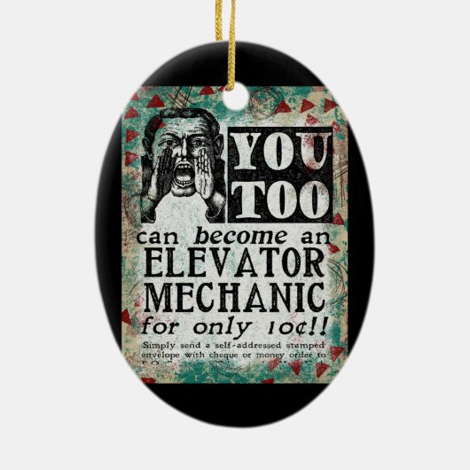 Elevator Mechanic - Funny  Retro Keramisch Ornament (Achterkant)
