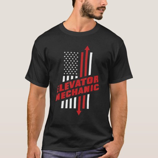 Elevator Mechanic Inspector America USA Elevator L T-shirt (Voorkant)