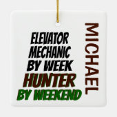 Elevator Mechanic Loves Hunting CUSTOM Keramisch Ornament (Achterkant)
