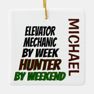 Elevator Mechanic Loves Hunting CUSTOM Keramisch Ornament