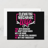 Elevator Mechanic Maintenance Wife Technician Briefkaart (Voorkant / Achterkant)