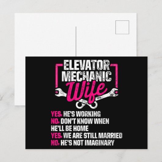 Elevator Mechanic Maintenance Wife Technician Briefkaart (Voorkant / Achterkant)