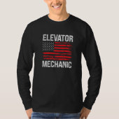 Elevator Mechanic Technician US American Flag Dist T-shirt (Voorkant)