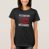 Elevator Mechanic Technician US American Flag Dist T-shirt (Voorkant)