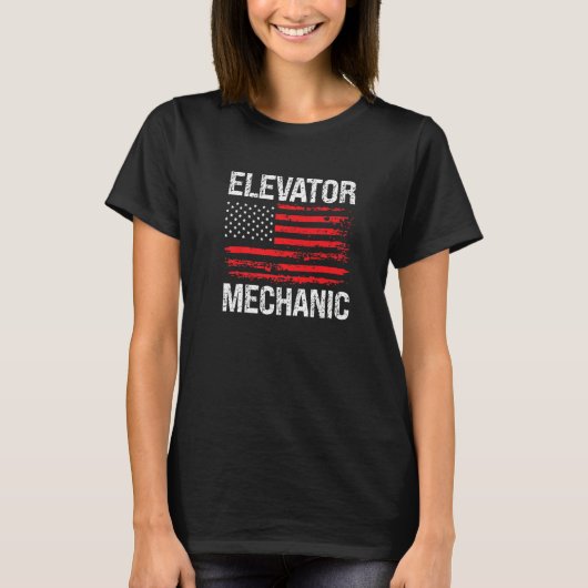 Elevator Mechanic Technician US American Flag Dist T-shirt (Voorkant)