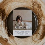 Eleven Heart Photo Birthday Invitation Kaart
