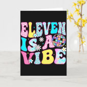 Eleven Is A Vibe 11 Years Old Groovy Disco 11th Bi Kaart (Gele Bloem)