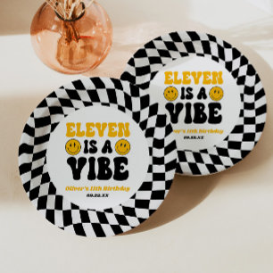 Eleven Is A Vibe Retro 11e Verjaardagsfeestje Papieren Bordje