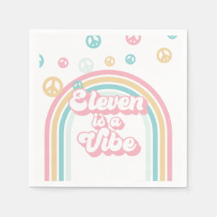 Eleven is a Vibe Retro Zomer Regenboog Servet