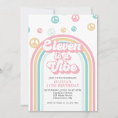 Eleven is a Vibe Retro Zomer Regenboog Uitnodiging (Voorkant)