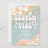 ELEVEN is een Vibe Daisy Hippie 70s Retro Verjaard Kaart (Voorkant)