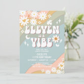 ELEVEN is een Vibe Daisy Hippie 70s Retro Verjaard Kaart (Staand voorkant)