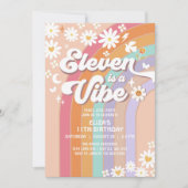 Eleven is een vibe daisy regenboog groovy verjaard kaart (Voorkant)